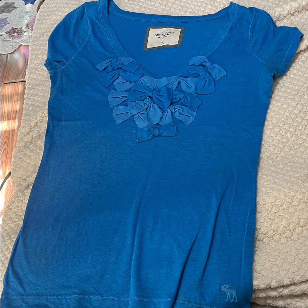 Abercrombie & Fitch Vibrant Blue Bow TeeWomen’s Medium